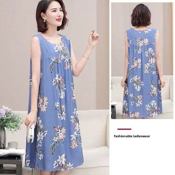 Women's Summer Sleeveless Cotton Silk Nightgown - Price Value Store