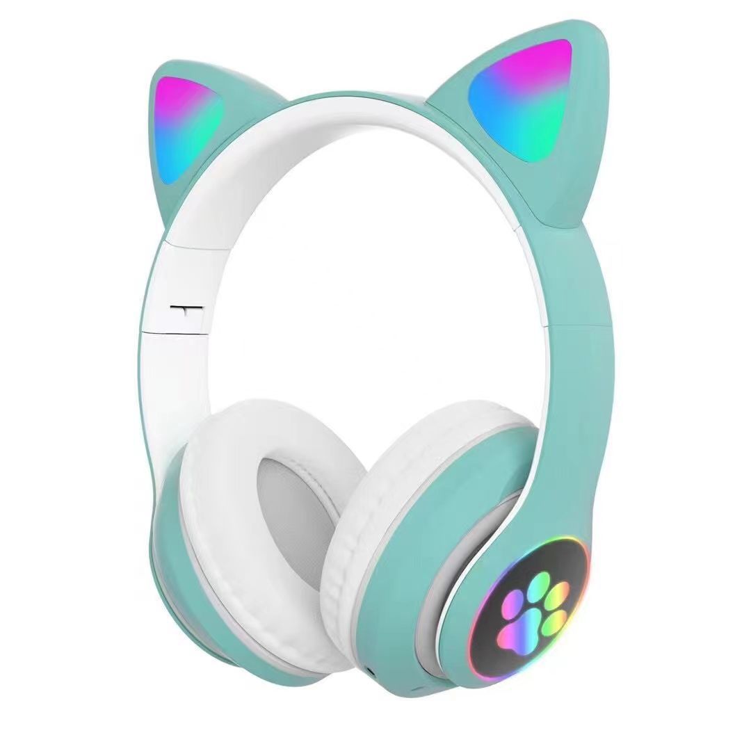 Cat Ear Bluetooth Headset with Luminous Foldable Design