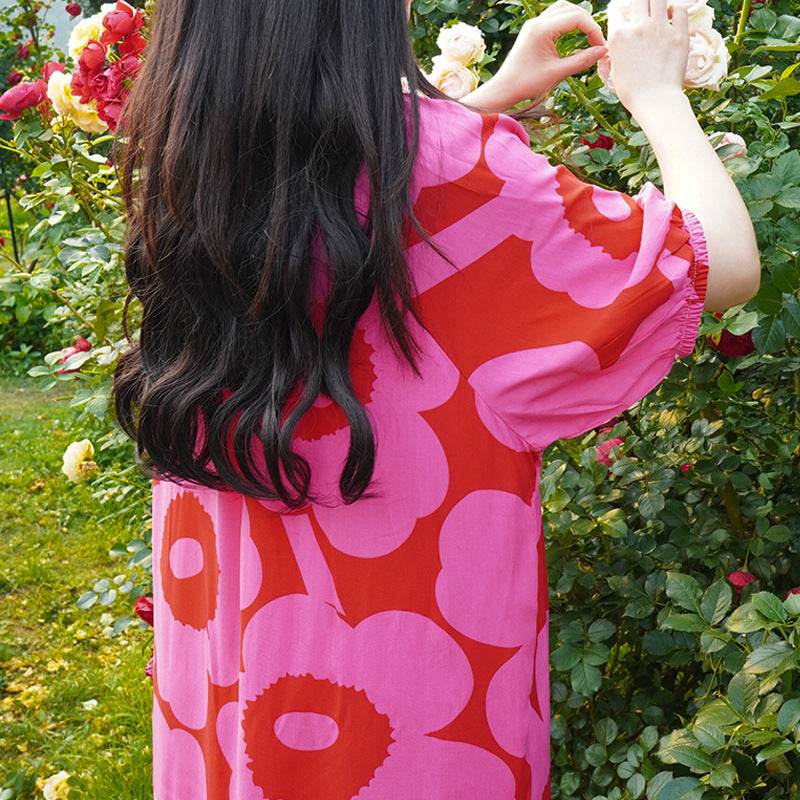Women's Summer Cotton Silk Nightgown Dress with Belt, Korean Style - Price Value Store