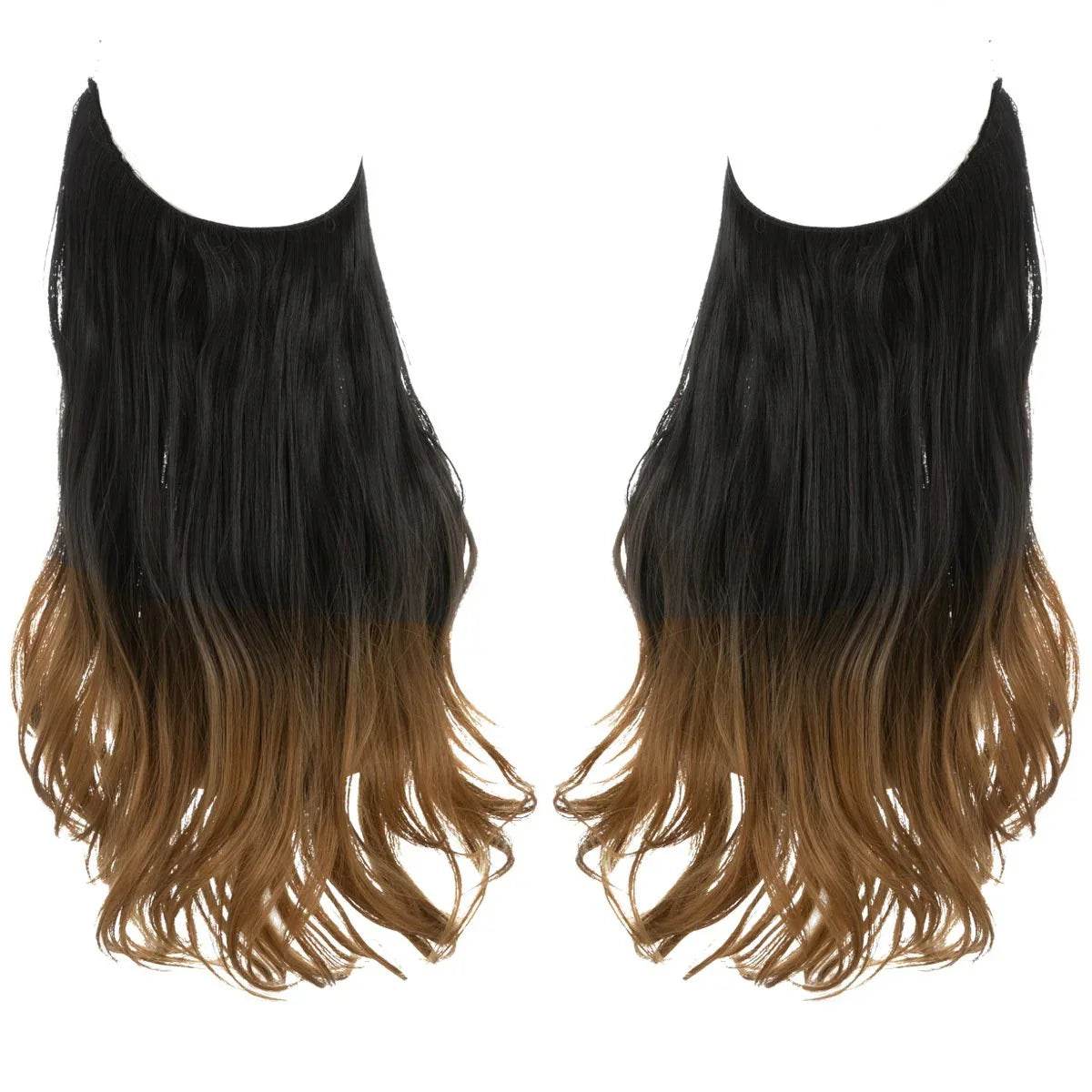 European and American wig one-piece hair quantity multiple U-shaped hair extension female fishing line wig invisible natural long curly hair - Price Value Store