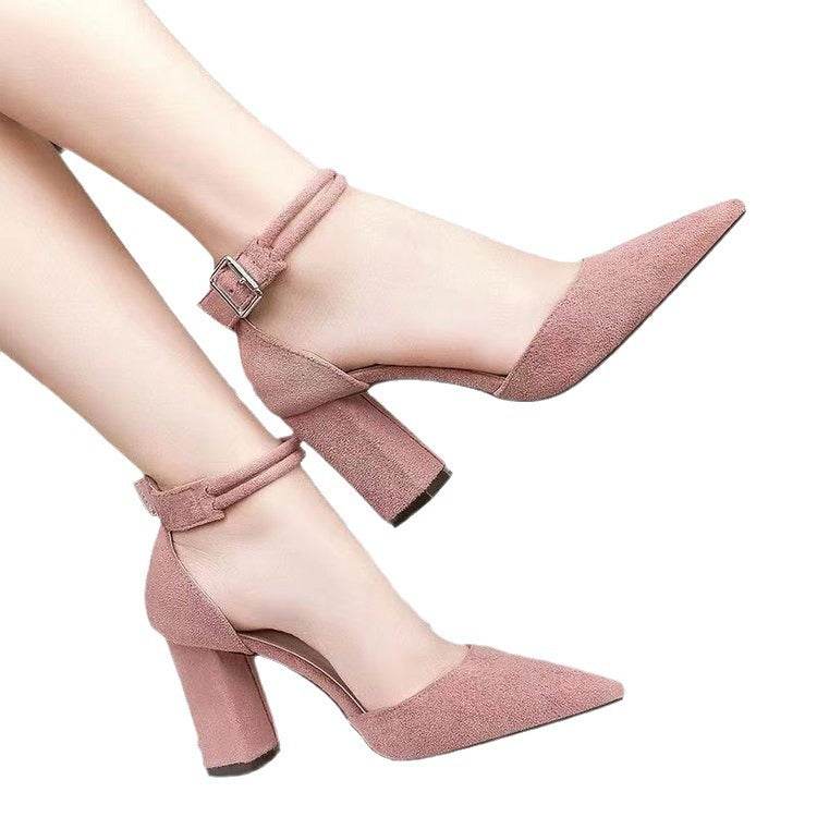 Women's Pointed Toe Chunky Heel Ankle Strap Sandal - Price Value Store