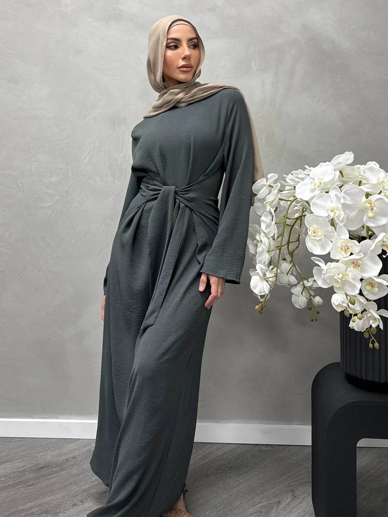 Southeast Asian tie long-sleeved dress - Price Value Store