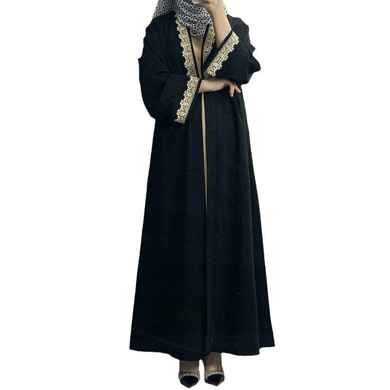 Elegant Embroidered Abaya Dress with Lace Details - Price Value Store