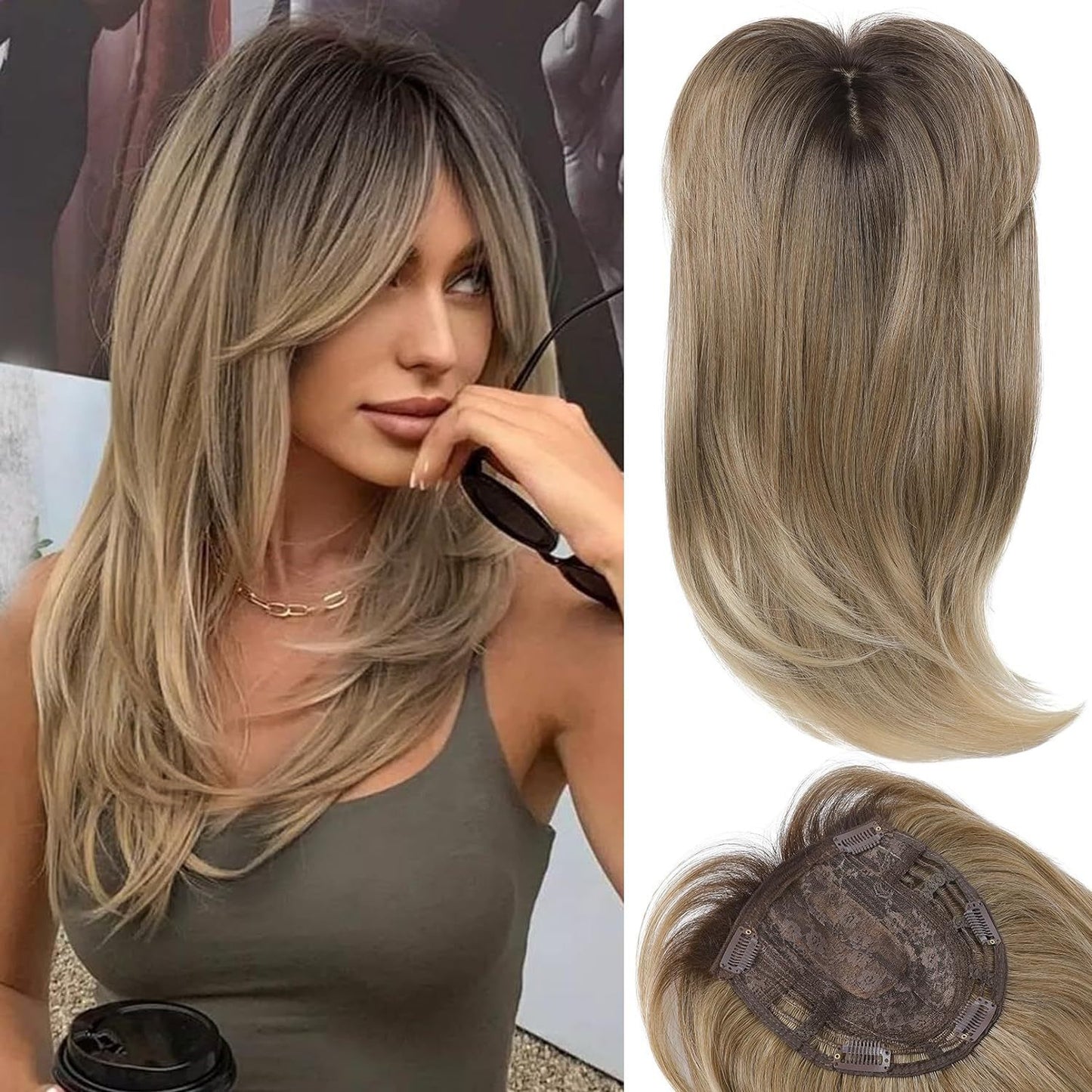A wig for hair replacement on the top of the head