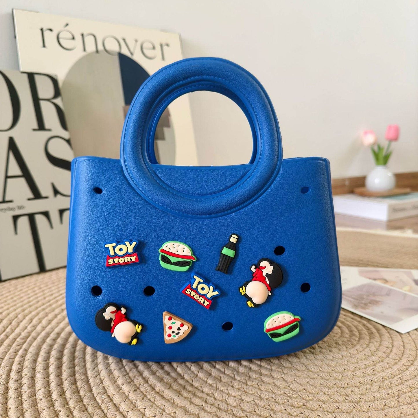 Mini EVA Beach Square Shell Handbag with DIY Hole Pattern - Price Value Store