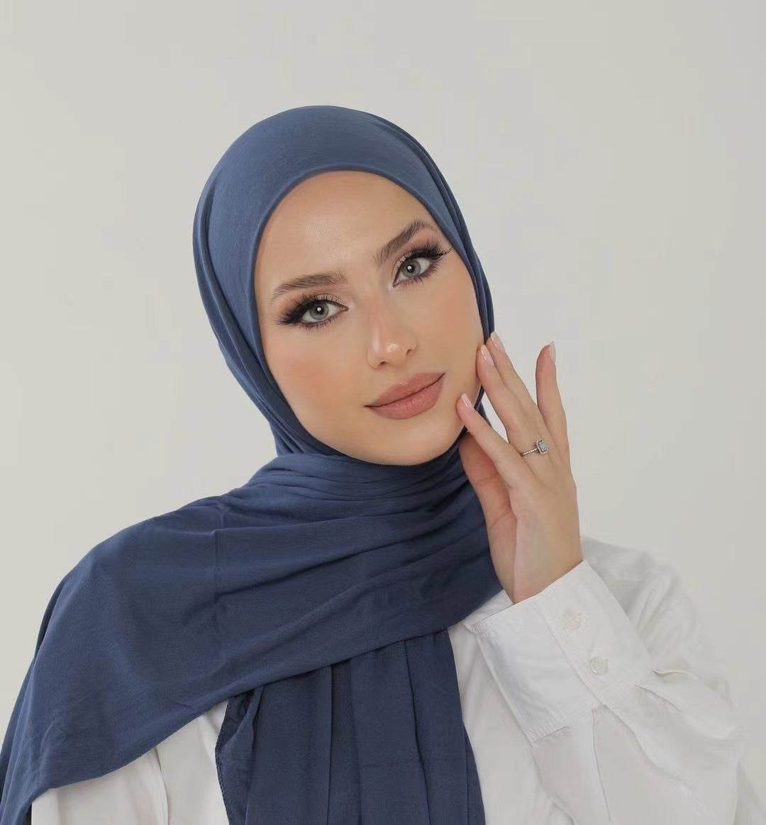 Solid-color lustrous cotton scarf for women - Price Value Store