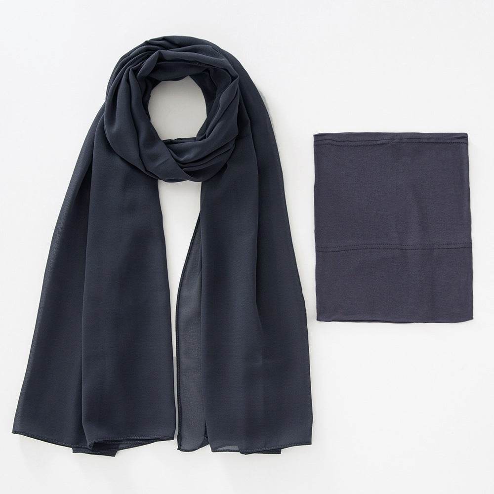 Modal Elastic Bucket Cap with Pearl Chiffon Scarf Set - Price Value Store