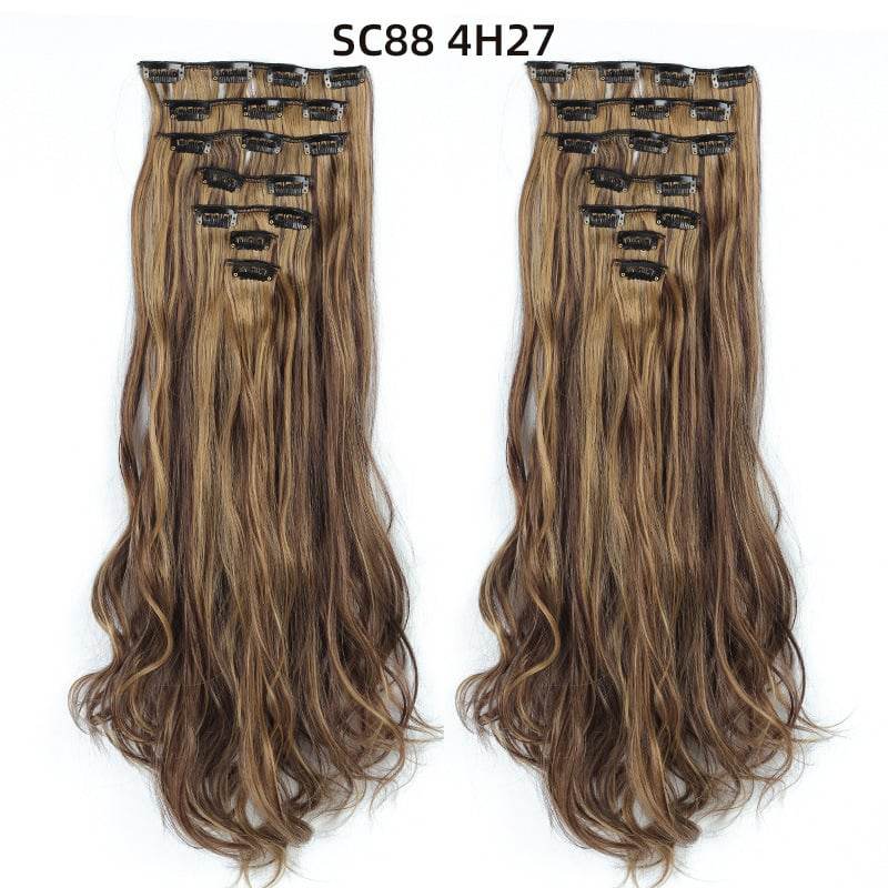Seven Piece Wig Piece 16 Card Women Chemical Fibre High Temperature Silk Wig Long Curly Hair - Price Value Store