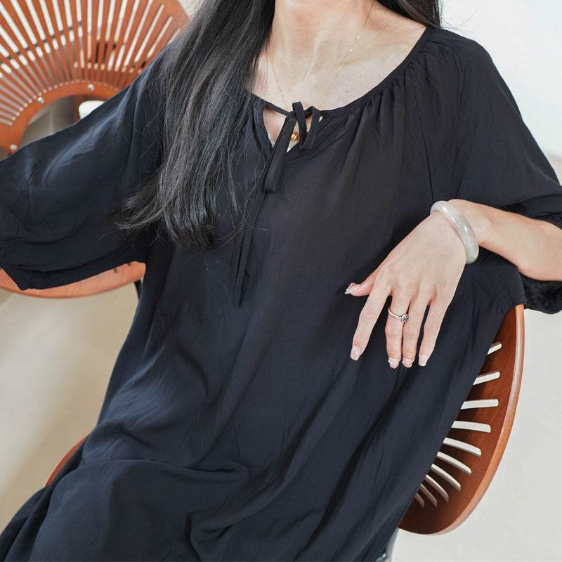 Women's Summer Cotton Silk Nightgown Dress with Belt, Korean Style - Price Value Store