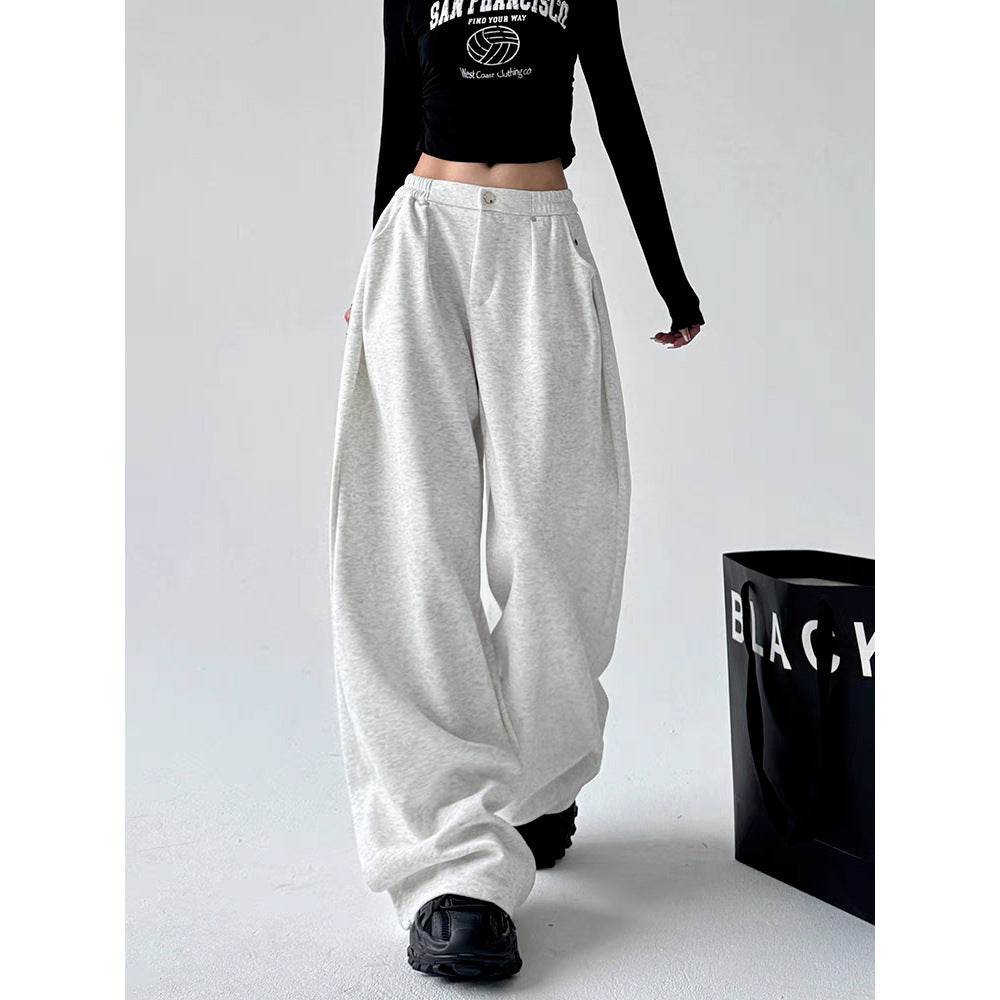Women's Leather-Patched Casual Wide Leg Pants - Price Value Store