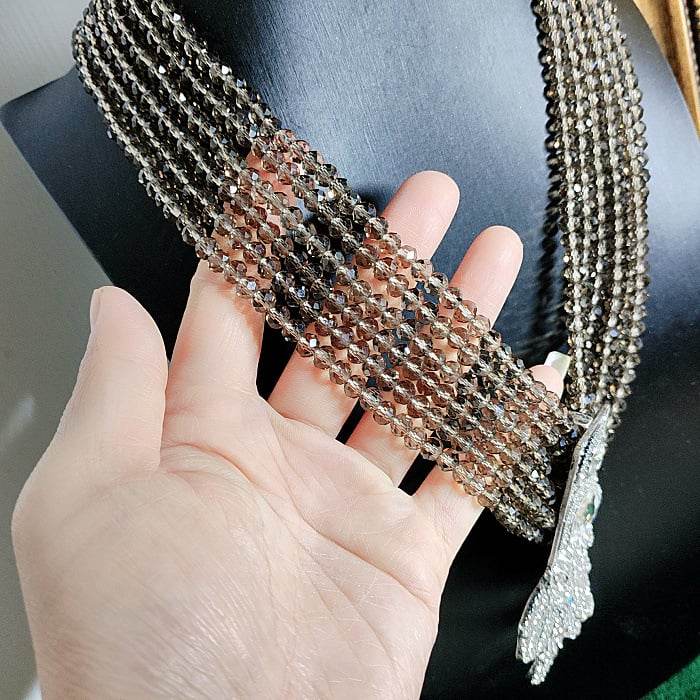 vintage Crystal Multi-layer Chain Lion Head Heavy Industry Necklace Female Geometric Earrings Ear Clip Set Female - Price Value Store