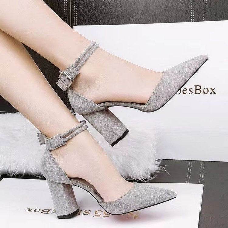 Women's Pointed Toe Chunky Heel Ankle Strap Sandal - Price Value Store