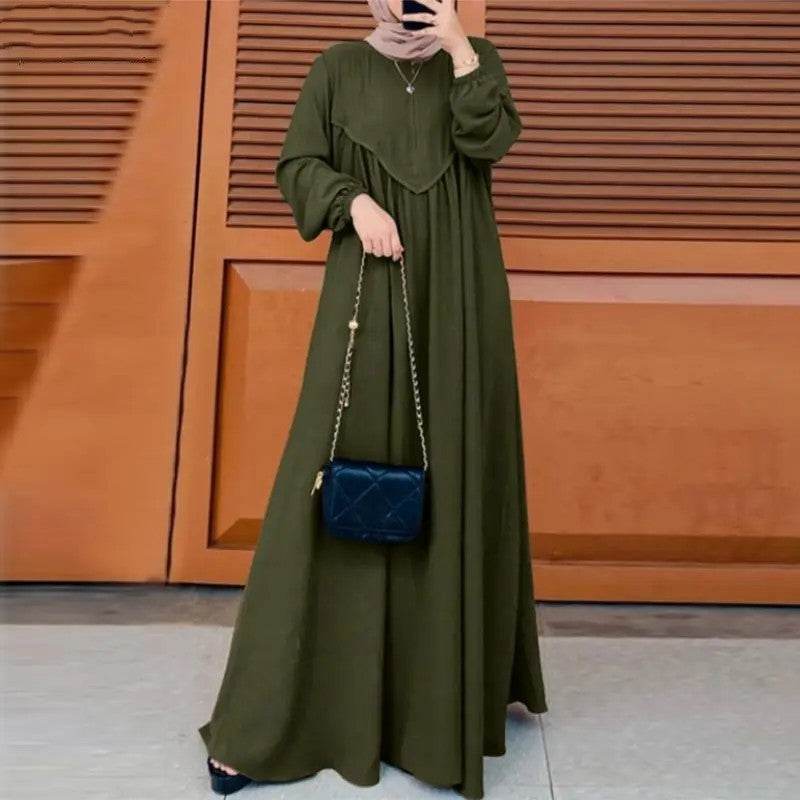 Retro solid-color dress - Price Value Store