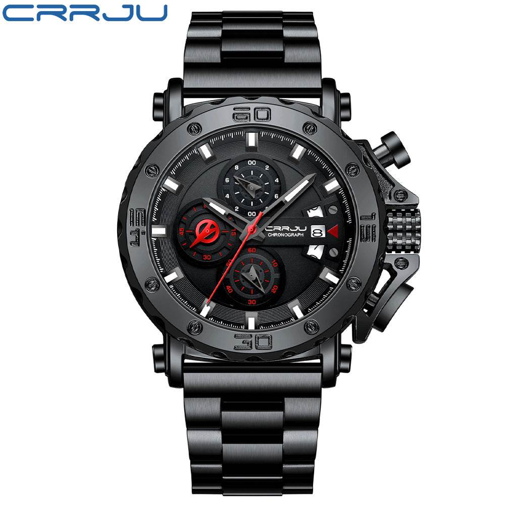 Men's Stainless Steel Quartz Watch with Oversized Dial - Price Value Store