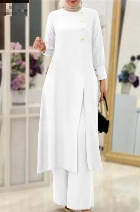 Women's Two-Piece Elegant Long Shirt Wide Leg Pants Set - Price Value Store