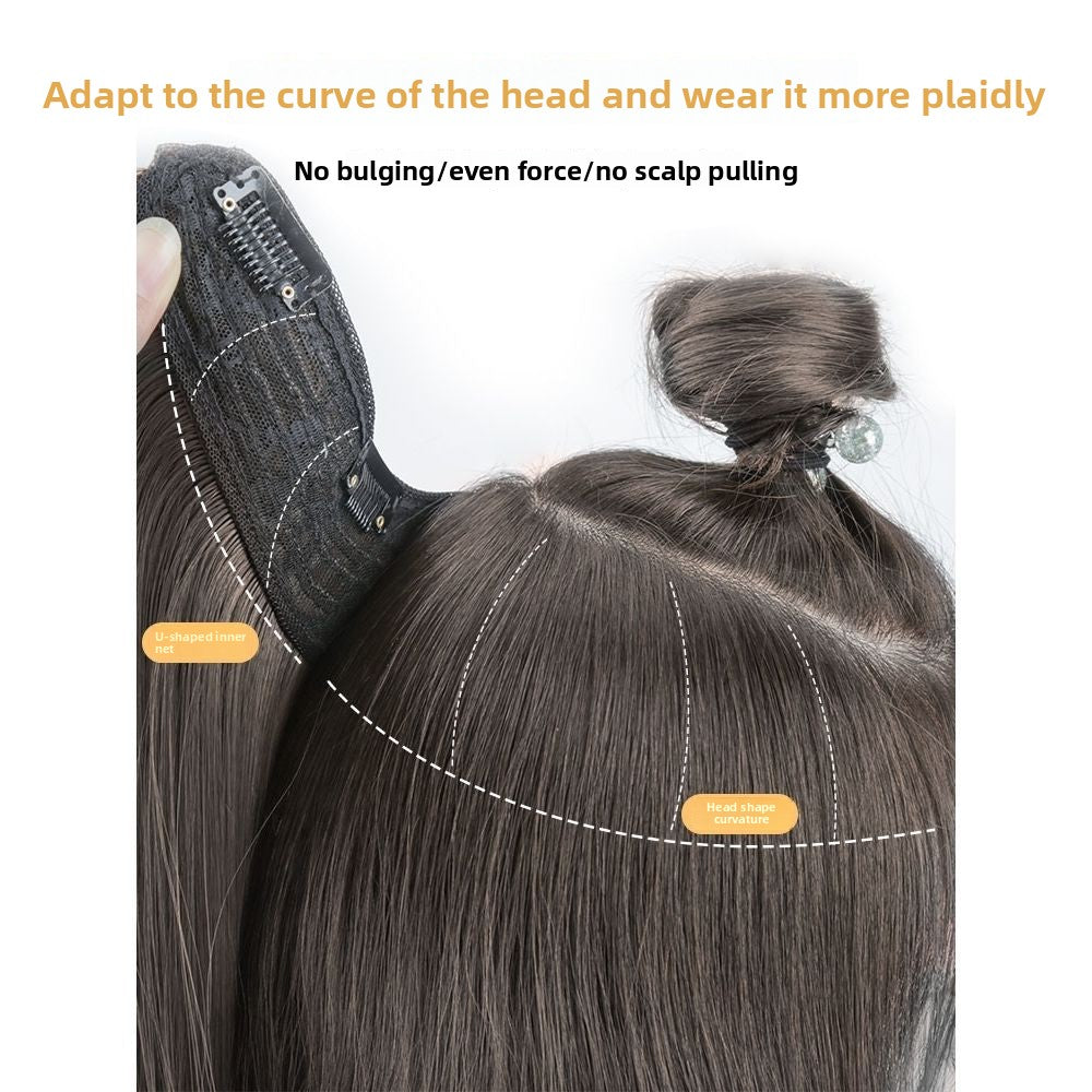 Long straight hair extension and seamless wig pieces