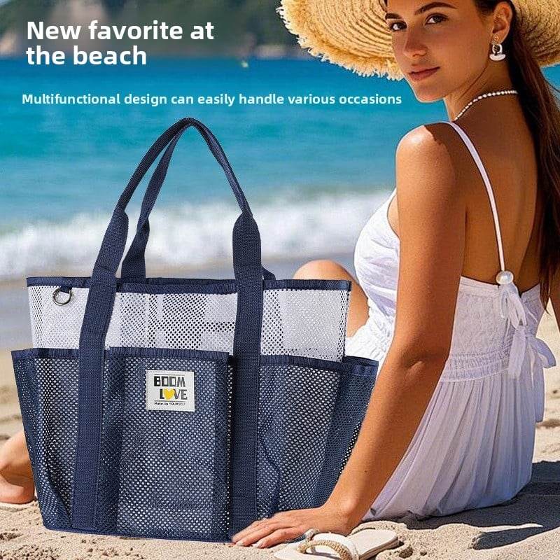 Large Capacity Foldable Mesh Beach Bag for Swimming and Travel - Price Value Store