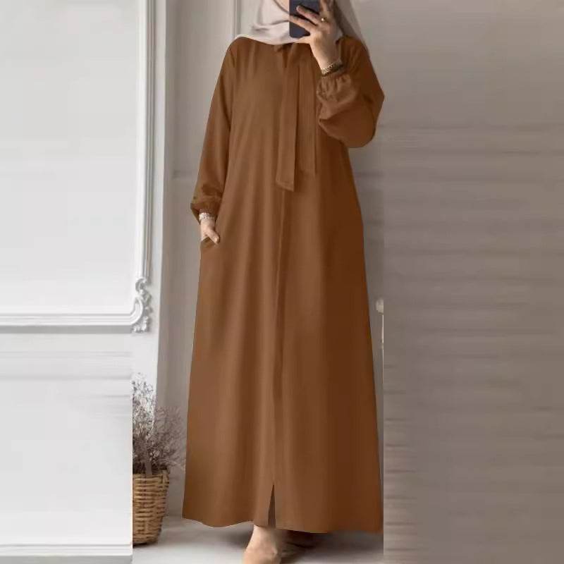 Solid-color long-sleeved blouse dress - Price Value Store