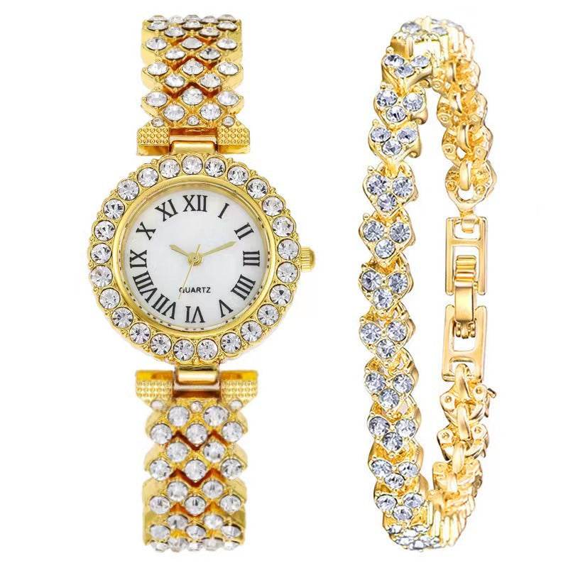 Elegant Starry Quartz Women's Watch with Matching Bracelet (Silver/Gold/Rose Gold) - Price Value Store