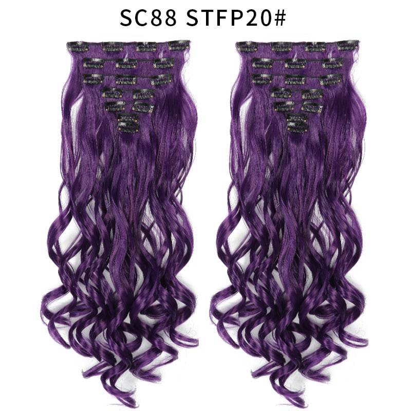 Seven Piece Wig Piece 16 Card Women Chemical Fibre High Temperature Silk Wig Long Curly Hair - Price Value Store