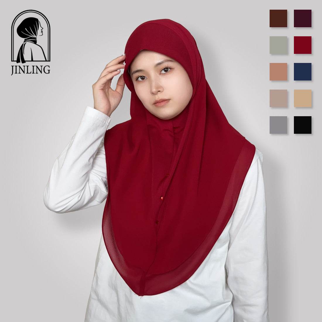 Double-layer chiffon long silk scarf headscarf - Price Value Store