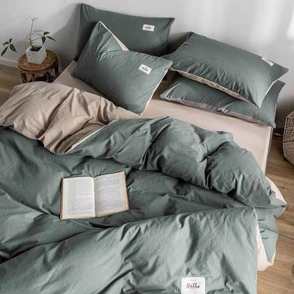 Four-piece Set Nordic Style Wash Cotton Quilt Cover Net-red Bed Sheet Student Dormitory Bedding - Price Value Store