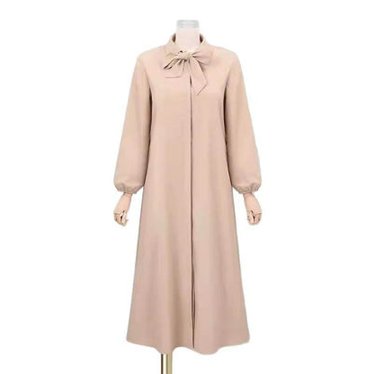 Solid-color long-sleeved blouse dress - Price Value Store