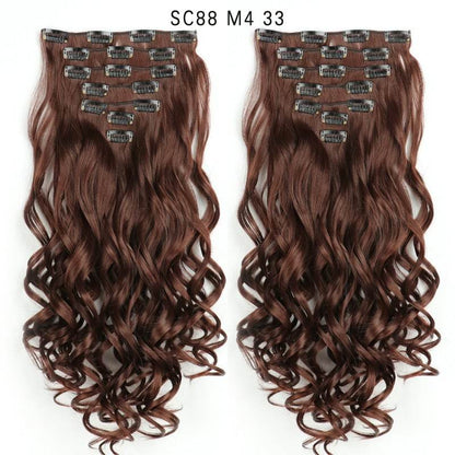 Seven Piece Wig Piece 16 Card Women Chemical Fibre High Temperature Silk Wig Long Curly Hair - Price Value Store