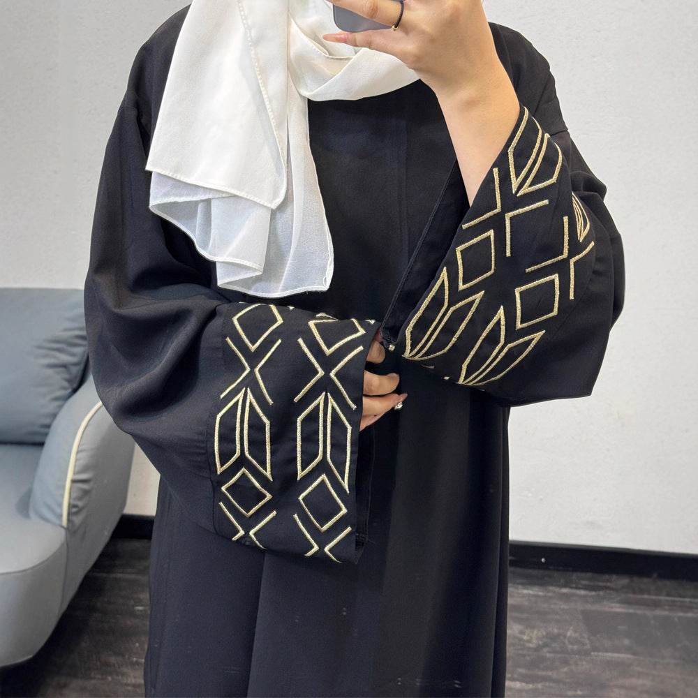 Embroidered Abaya Dress with Gold Thread - Price Value Store