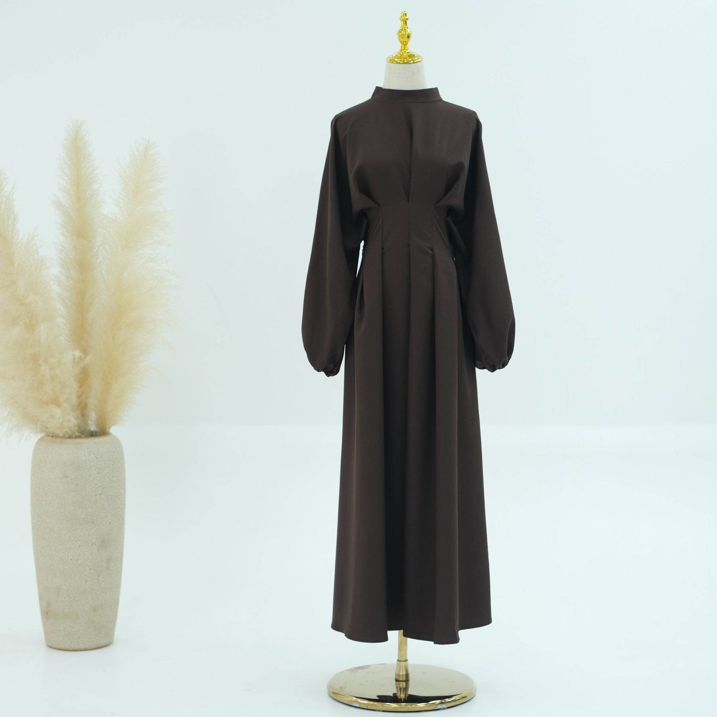 Turkey Dubai Solid Color Beam Sleeve dress - Price Value Store
