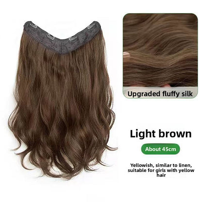Women's V-Shaped Long Curly Invisible Hair Extension Patch