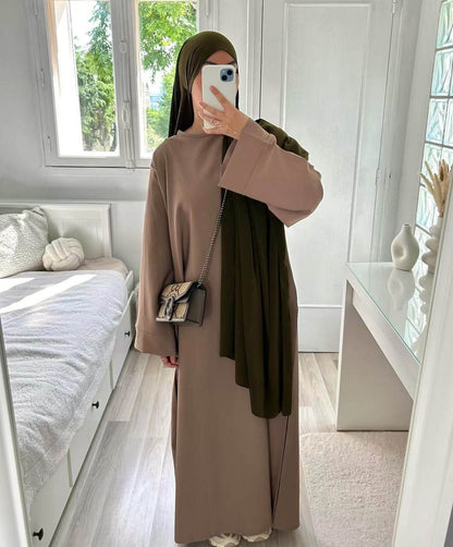 Simple solid-color long robe dress - Price Value Store
