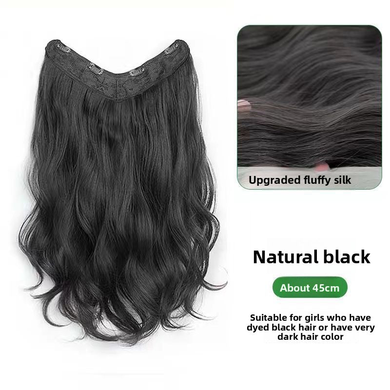 Women's V-Shaped Long Curly Invisible Hair Extension Patch