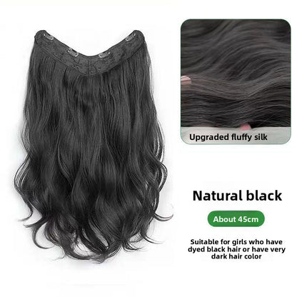 Women's V-Shaped Long Curly Invisible Hair Extension Patch