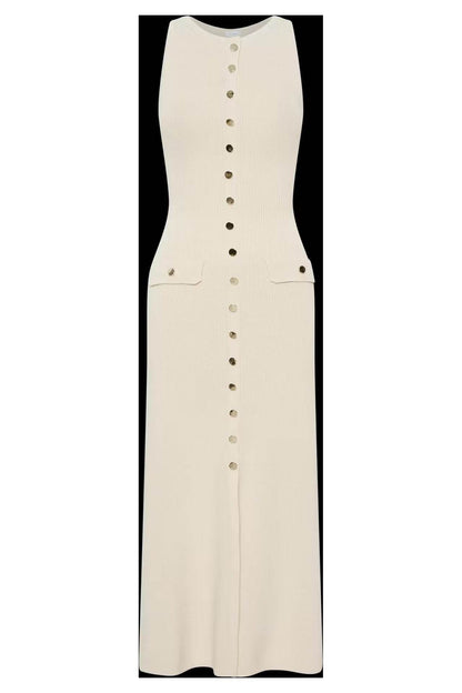 2025 Summer New Sleeveless Round Neck Slim Knitted Dress - Price Value Store