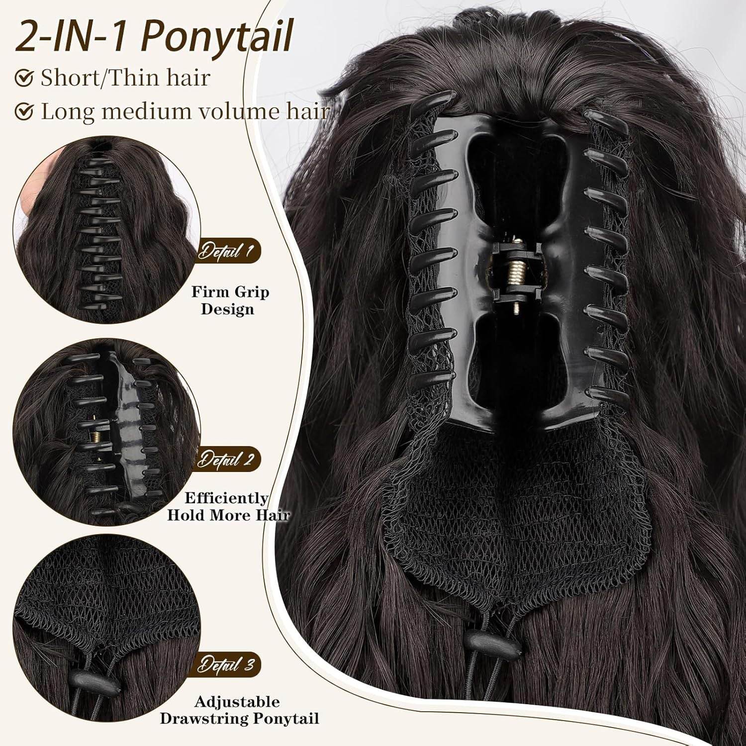 Xuchang wig grab clip ponytail corn perm long curly hair fluffy long curly hair ponytail Amazon cross-border wig - Price Value Store