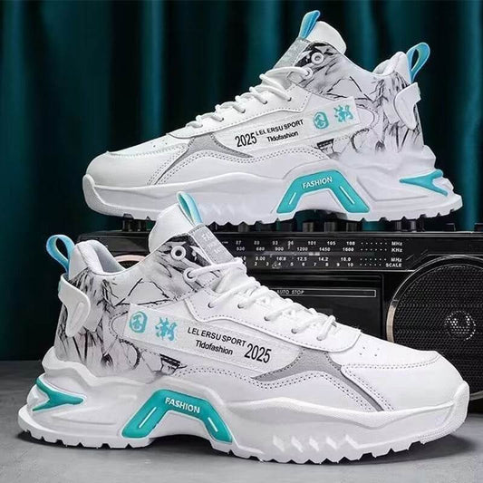 Autumn High-top Men's Shoes Fashion New White Sports Shoes Male Students Ins Trendy Running Casual Torre Shoes - Price Value Store