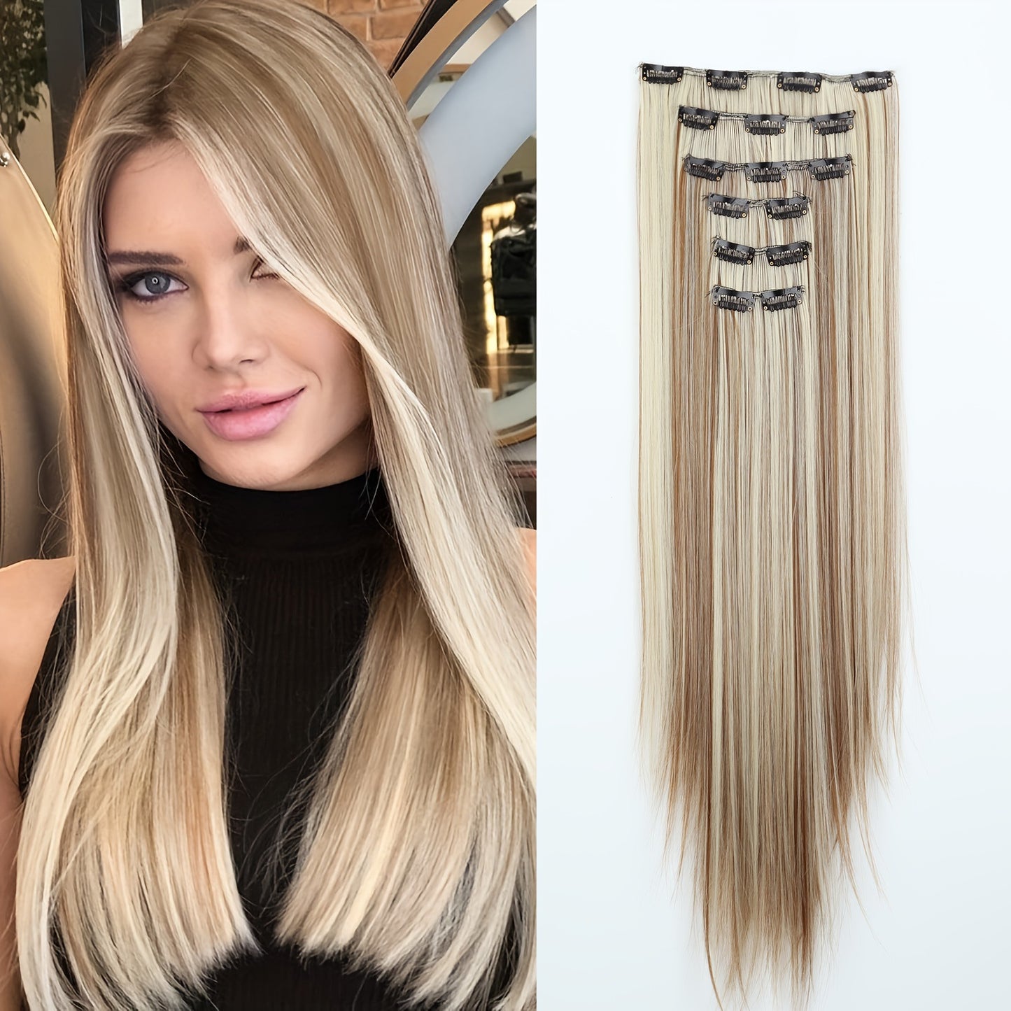 Fashion long straight hair wig piece