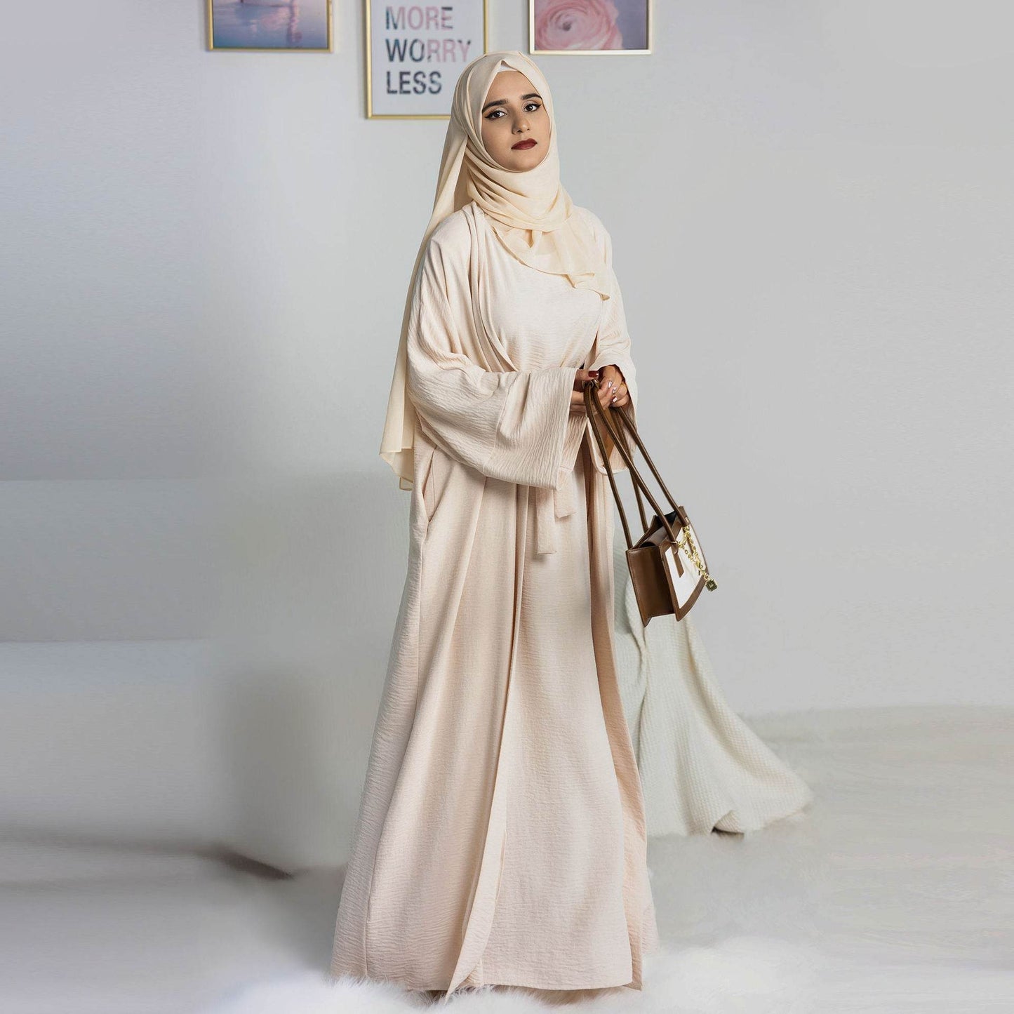 Long robe cardigan dress with two-piece inner layer - Price Value Store
