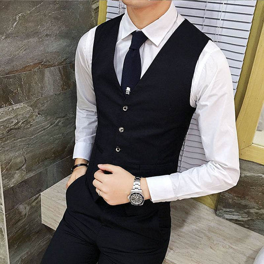 Men's Slim Fit Business Vest, Formal Sleeveless Waistcoat - Price Value Store