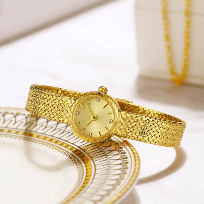 Simple Retro Copper Mesh Small Gold Watch Women's Internet Celebrity Explosive Exquisite Casual Light Luxury All-match Elegant - Price Value Store