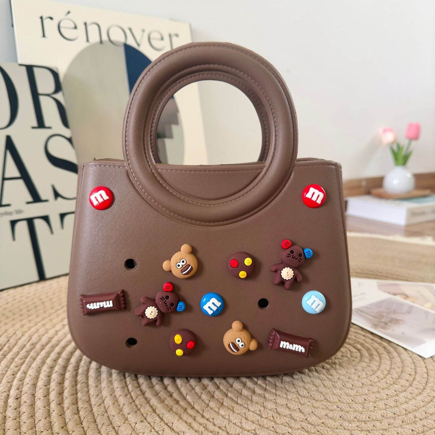 Mini EVA Beach Square Shell Handbag with DIY Hole Pattern - Price Value Store