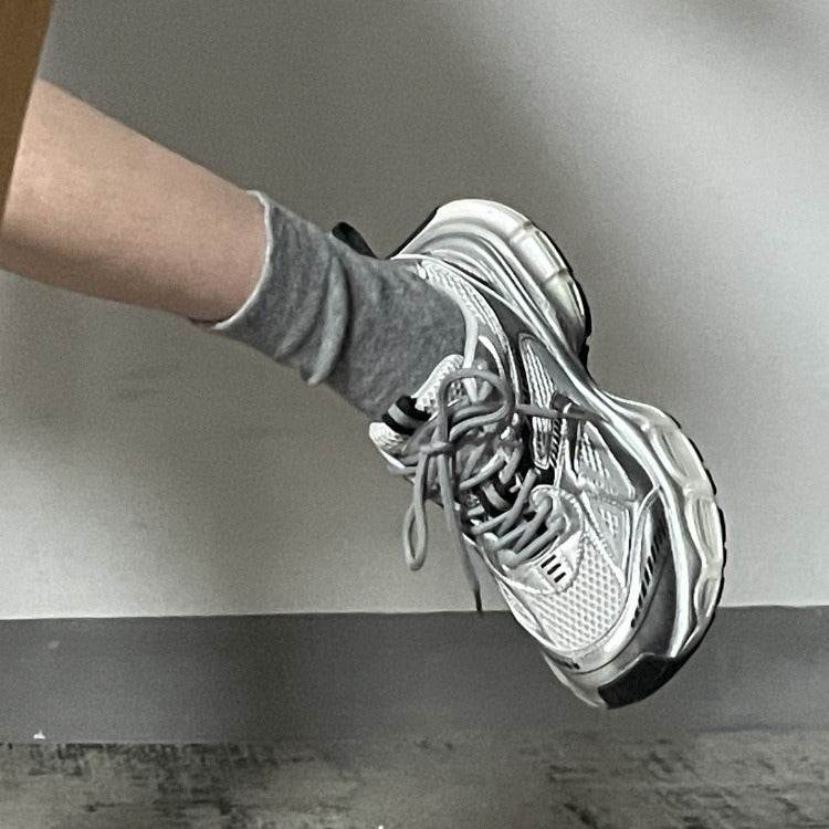 Silver thick-soled sports casual shoes - Price Value Store
