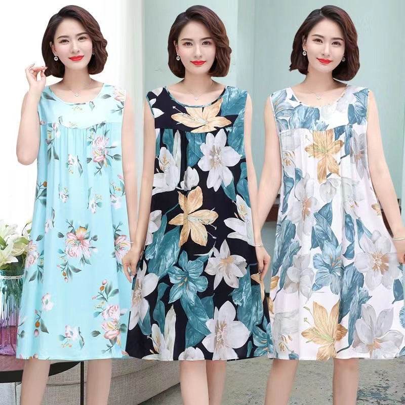 Women's Summer Sleeveless Cotton Silk Nightgown - Price Value Store