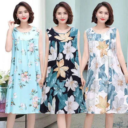 Women's Summer Sleeveless Cotton Silk Nightgown - Price Value Store
