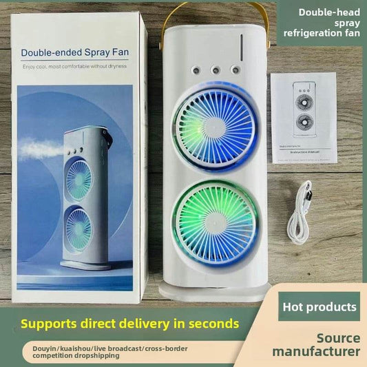 Three-hole spray dual-fan desktop strong wind cooling electric fan Portable fan for office and dormitory - Price Value Store