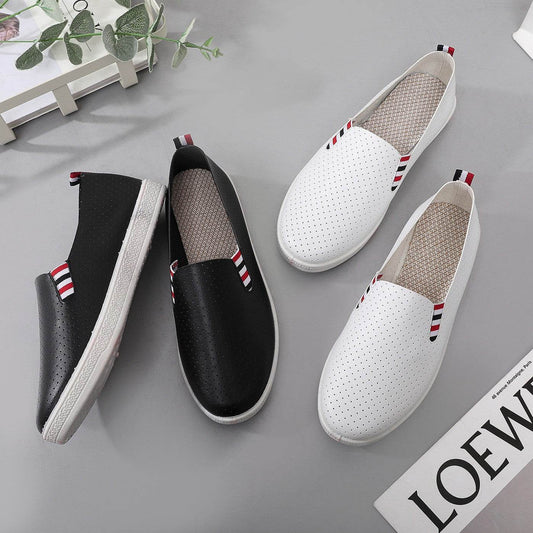 Old Beijing Cloth Shoes Women's Hollow Breathable Single-layer Shoes Flat Bottom All-match Cyber Popular White Shoes Soft Bottom - Price Value Store