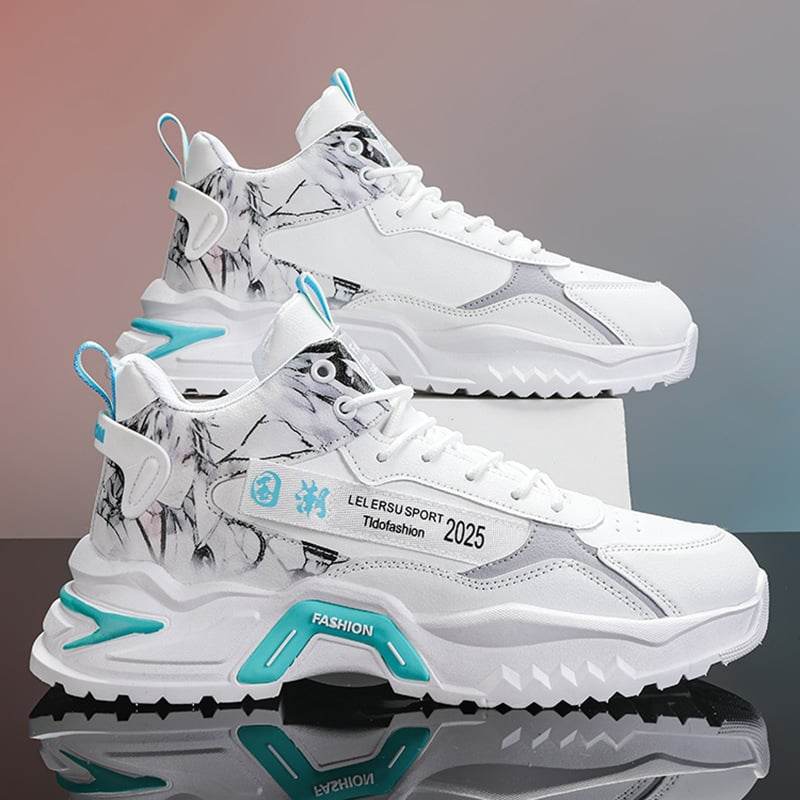 Autumn High-top Men's Shoes Fashion New White Sports Shoes Male Students Ins Trendy Running Casual Torre Shoes - Price Value Store