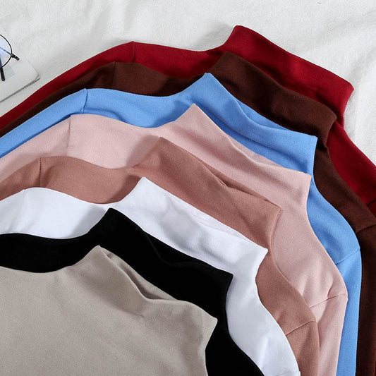 A velvet long-sleeved T-shirt as a base layer for women in solid colors - Price Value Store