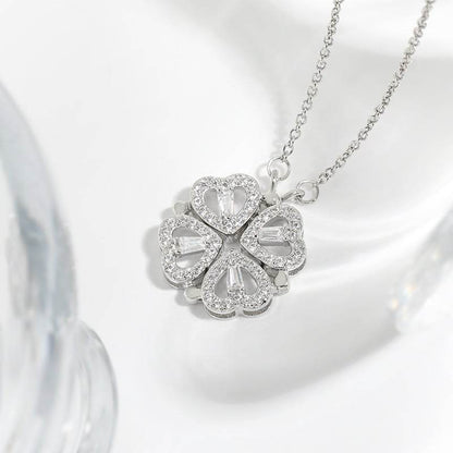 Two-Wearing Love Flower Pendant Heart-to-Heart Niche Design Sense One-Style Multi-Wearing Heart-Shaped Four-leaf Clover Necklace - Price Value Store